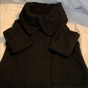 Black folded collar sweater with buttons
